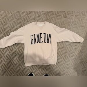 Abercrombie & Fitch Game Day Sunday Crew- cream and navy size large